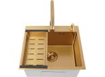 Set Lavello Da Cucina, Acciaio Inox, Vasca Singola, Oro