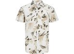 Jack & Jones Oshua Floral Kurzarm Camicia Beige L Herren Beige L