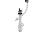 Sifone Per Lavello Alcadrain Con Griglia In Acciaio Inox DN70, Troppopieno Flessibile E Attacco A444P DN50/40