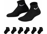 Nike Bambini Rn0018 Calzini Corti 6 Paia Nero Eu 23 1/2-27 Nero Eu 23 1/2-27