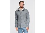 Felpa Ombre Con Abbottonatura E Collo Alto Grigio Melange Xl