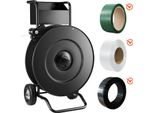 Carrello Dispensatore Succebuy Per Rotoli Di Reggetta In Pet, Pp E Acciaio Con Anima Da 203/406 Mm, Stabile Dispensatore Di Reggette Con Freno A Tamburo Ottimizzato E Vassoio Portautensili Integrato