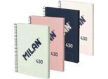 Milan Confezione Da 4 Quaderni A Spirale A5 Con Carta Rigida Foderata 80 Fogli Con 95 G/M² 430-Collezione Dal 1918 Trasparente Trasparente Taglia Unica