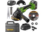 Smerigliatrice Angolare A Batteria Procraft PGA22-1B-C 20 V 125 Mm Brushless + 1X Batteria 4,0 Ah + Caricabatteria + Valigetta