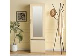 Armadio Stretto Con Specchio E Appendiabiti Estraibile - Armadio Moderno Per Corridoio, Ingresso E Guardaroba In Mdf, Armadio Salvaspazio Per Corridoio, Camera Da Letto E Casa