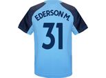 Manchester City Fc - Maglietta "Ederson M. 31"" Da Ragazzo, Poliestere GF466 (122) (Azzurro)"
