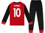 Manchester United Fc - Pigiama "Matheus Cunha 10"" Con Pantaloni Lunghi Per Ragazzi GF851 (158-164) (Rosso/Nero)"