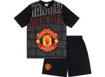 Manchester United Fc - Pigiama Con Pantaloncini Per Ragazzi GF867 (152-158) (Nero)