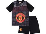 Manchester United Fc - Pigiama Con Pantaloncini "Cunha 10"" Per Ragazzi GF942 (134) (Nero)"