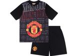 Manchester United Fc - Pigiama Con Pantaloncini "Cunha 10"" Per Ragazzi GF942 (122) (Nero)"