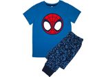 Spider-Man - Pigiama Con Pantaloni Lunghi Per Ragazzi, A Maniche Corte BI56658 (122) (Blu Reale/Blu Kameo)