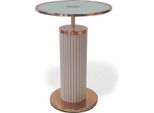 Casa Padrino Tavolino Con Piano In Vetro Grigio/Rame H. 57 Cm - Mobili