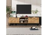 Aiorber Mobile Tv Moderno Con 2 Ante E 2 Vani A Giorno, Design Con Venature Del Legno - 160,5 X 35,5 X 45 Cm