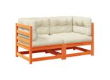 Syfax™ Set Divani Giardino 2 Pz Con Cuscini Marrone Cera Massello Pino