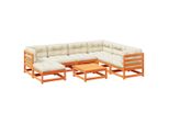 Syfax™ Set Divani Giardino 8 Pz Con Cuscini Marrone Cera Massello Pino