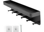 Lavagna Portachiavi Intirilife Con Ripiano In Nero - 24,5 X 6 Cm - Autoadesivo Senza Foratura - Lavagna Portachiavi, Portachiavi, Striscia Portachiavi - Striscia Di Aggancio Per La Parete Con 6 Ganci E Superficie Di Stoccaggio