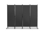 Costway Divisorio 225 X 173 Cm Su Rotelle, Schermo A 4 Pezzi, Divisorio Pieghevole, Schermo Privacy (Grigio)