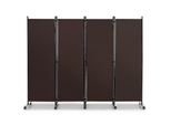 Costway Divisorio 225 X 173 Cm Su Rotelle, Schermo A 4 Pezzi, Divisorio Pieghevole, Schermo Privacy (Marrone)