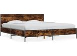 Vidaxl Struttura Letto In Rovere Affumicato 200X200 Cm Materiale A Base Di Legno E Metallo