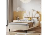 Cdglobal Letto Imbottito 90X200Cm Con Testata Regolabile In Altezza E Rete A Doghe, Testata A Forma Di Fiore Letto Singolo Letto Per Bambini E Adulti