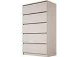 Cassettiera, 5 Cassetti, Cashmere, 125 X 70 X 39 Cm
