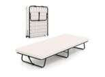 Letto Per Ospiti Costway 190X80Cm Con Materasso, Letto Singolo Pieghevole, Letto In Metallo Fino A 120Kg, Letto Pieghevole Con Memory Foam E Struttura In Metallo, Letto Pieghevole Beige