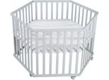 Laufgitter Roba "Sternenzauber, Taupe, 6-Eckig", Baby, Grau (Taupe), LaufstäLle Laufgitter, Mit Stoffeinlage