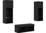 Syfax™ Mobiletti Tv Da Parete 4 Pcs Rovere Nero Legno Multistrato