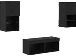 Vidaxl Mensole Da Parete Per Tv 4 Pezzi Look Rovere Nero 30,5 X 30 X 60 Cm
