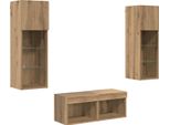 Syfax™ Mobiletti Tv Da Parete 4 Pcs Rovere Nero Legno Multistrato