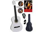 Konzertgitarre CLIFTON Konzertgitarrenset White 4/4, weiß, Saiteninstrumente, KinderB:37cm L:100cm, Komplettset, B:37cm L:100cm