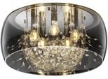 Trio Leuchten Deckenleuchte "Crystel", Grau (Chrom), 5, Ø 50Cm H: 23,5Cm, 1 Stk., Leuchten, Elegante Deckenlampe Mit Glasschirm Ø 50Cm, Exkl 5Xe14 Leuchtmittel, Designerlampe