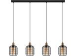 Eglo HäNgeleuchte "Chisle HäNgelampe, Vintage, Stahl Und Glas, E27, Esszimmerlampe, Lampe", Braun (Braun, Schwarz), H: 110Cm, 1 Stk., Leuchten, HäNgeleuchte, L130 X B 16,50 X H110, Schwarz, BrüNiert, 4X40W Exkl., HäNgeleuchte