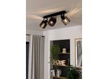 Eglo Deckenspot "Segovia", Schwarz, 3, Ø 0 H: 17,2Cm, 1 Stk., Leuchten, Deckenlampe, Metall Und Holz In Schwarz, Deckenspot Mit E27 Fassung, Deckenspot