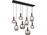 Trio Leuchten Pendelleuchte "Diva, E27 HäNgelampe 8-Flammig Mit Glasschirm, Exkl 8Xe27 Max 10W", Schwarz (Schwarz Matt), 8, H: 150Cm, 1 Stk., Leuchten, HöHenverstellbar Bis Max 150Cm HäNgeleuchte 120X32 Cm Wohnzimmer KüChe, Pendelleuchte