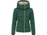 Winterjacke Ragwear "Gleama Youmodo", Damen, Gr. Xxl (44), FlaschengrüN, Obermaterial: 100% Polyester. Innenfutter: 100% Polyester. Wattierung: 100% Polyester, Tailliert HüFtlang, Hoch Geschlossener Ausschnitt, Eng RippstrickbüNdchen, Jacken Winterjacke, Wasserdichte Damen Steppjacke Mit Abnehmbarer Kapuze