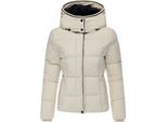 Winterjacke Ragwear "Gleama Youmodo", Damen, Gr. Xl (42), Ecru, Obermaterial: 100% Polyester. Innenfutter: 100% Polyester. Wattierung: 100% Polyester, Tailliert HüFtlang, Hoch Geschlossener Ausschnitt, Eng RippstrickbüNdchen, Jacken Winterjacke, Wasserdichte Damen Steppjacke Mit Abnehmbarer Kapuze
