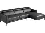 Divano Angel Cerdá Con Chaise Longue Destra In Pelle Nera 6041