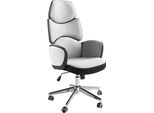 Sedia Girevole Da Ufficio Angel Cerdá In Tessuto Grigio Chiaro E Pvc Bianco Lucido 4142