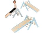 Parco Giochi Indoor Moon, Triangolo Di Arrampicata, Struttura Di Arrampicata In Legno Per Bambini Triangolo Sprout, Scivolo Per Bambini | Azzurro