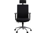 Sedia Da Ufficio Ergonomica Girevole Riverton F/H/Al, Braccioli Regolabili, Poggiatesta, Base In Alluminio, Seduta Scorrevole (Avanti-Indietro), Nero