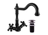 Miscelatore Per Lavabo Con Uscita Click-Clack Morava Retro, Colore: Nero Opaco, Dimensione: 1/2'' (MK321.5/8CMAT)