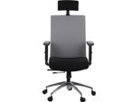 Sedia Da Ufficio Ergonomica Girevole Riverton F/H/Al, Braccioli Regolabili, Poggiatesta, Base In Alluminio, Seduta Scorrevole (Avanti-Indietro), Nero/Grigio
