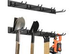 Supporto A Parete Per Attrezzi Costway, Set Con 4 Ganci Doppi, Supporto Per Attrezzi Da Giardino In Metallo, Portata 150 Kg, Supporto Per Scope A Parete, Supporto Per Scope, Pale, Rastrelli, Attrezzi Da Giardino, Nero