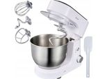 Impastatrice Planetaria, Accessorio Per Impastare, Frusta, Vasca In Acciaio Inox Da 4 Litri, 6 Velocità, Coperchio Di Sicurezza, Macchina Per Impasti, Bianco
