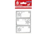 12 Etichette Natalizie - Fiocchi Di Neve Argentati Con Glitter