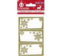 12 Etichette Adesive Natalizie - Fiocchi Di Neve Dorati Con Glitter