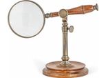 Authentic Models Lente D'ingrandimento Bronzata Con Supporto, Lente D'ingrandimento, Legno, Ottone, Vetro, AC099E
