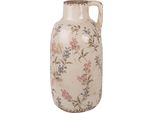Caraffa Decorativa Clayre & Eef Ø 13X25 Cm Fiori Di Ceramica Rosa Beige