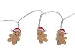 Catena Led Omino Di Pan Di Zenzero 10 Bianco Caldo, Timer 6/18 Ore, Per Interni, Batterie 2 X Aa